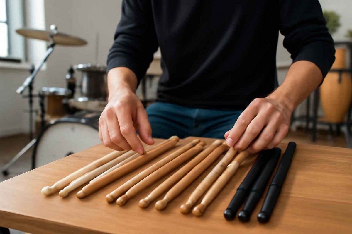 Como escolher baquetas de bateria: guia definitivo para estilos e materiais